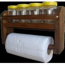 Ver imagem 1 de Porta Tempero em Madeira com 4 Potes + Porta Papel Toalha:Amarelo