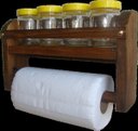 Ver imagem 1 de Porta Tempero em Madeira com 4 Potes + Porta Papel Toalha:Amarelo