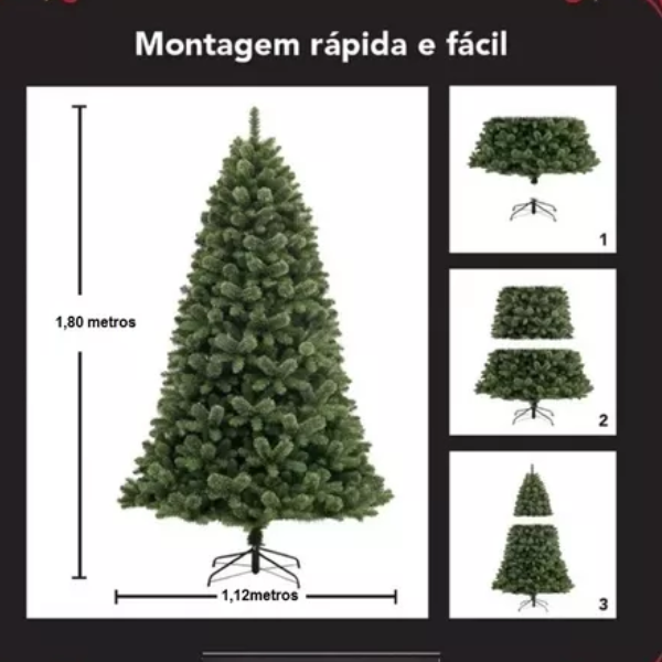 Árvore de Natal Verde Pinheiro Luxo 1,80 Metros 814 Galhos - 6