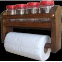 Ver imagem 1 de Porta Tempero em Madeira com 4 Potes + Porta Papel Toalha:Vermelho