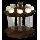 Ver imagem 1 de Porta Tempero condimento Em Madeira Oitavado Com 8 Tubetes:Tampas Brancas