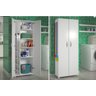 Estante Cômoda Porta Vassouras Organizador Multiuso Branco AJL Armário Lavanderia - 5
