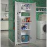 Estante Cômoda Porta Vassouras Organizador Multiuso Branco AJL Armário Lavanderia - 3
