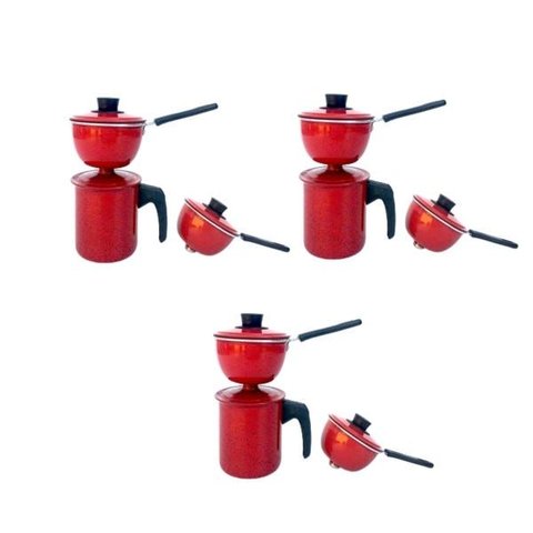 Cuscuzeiro Individual Vermelho para Duas Pessoas 3 Unidades