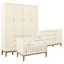 Ver imagem 1 de Quarto de Bebe Unique 4 Portas com Cômoda Sapateira Off White Eco Wood – Matic