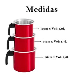 Conjunto de leiteiras master canecão rubi resistente kit 3un - 2