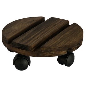 Suporte em Madeira para Vasos e Botijão 35x35cm com Rodinhas