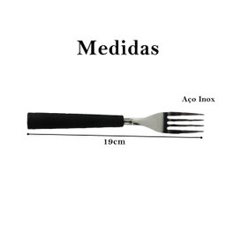 Conjunto de garfos cabo plástico preto cozinha mesa casa 6un - 2