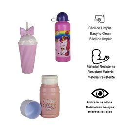 Conjunto Garrafinhas Unicórnio rosa feminina kit 3 peças - 3