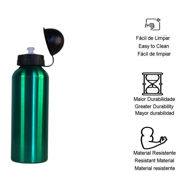 Garrafa térmica squeeze alumínio verde esporte água 500 ml - 3