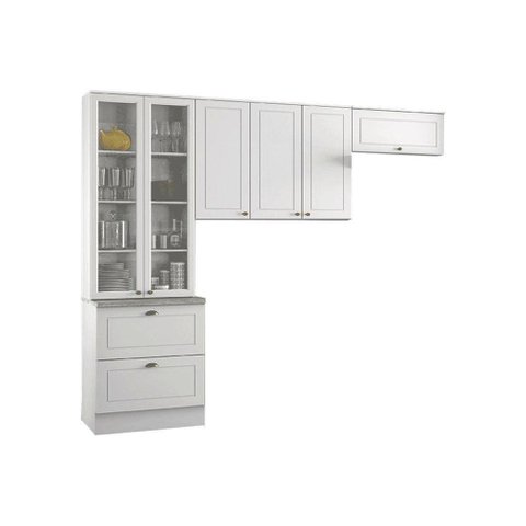 Cozinha Modulada Henn Americana 3 Peças (2 Armários + 1 Paneleiro) Cpt07 Branco