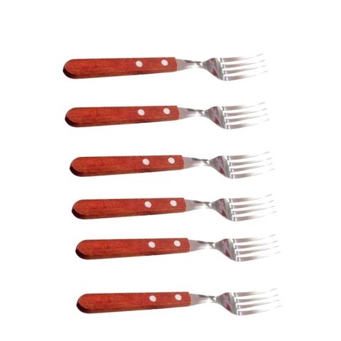 Conjunto de garfos cabo de madeira resistente cozinha 6 und