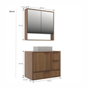 Ver imagem 2 de Conjunto para Banheiro Modulado 801 com Cuba e Espelheira 80cm Prime Yescasa Marrom/Noce