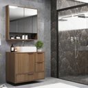 Ver imagem 6 de Conjunto para Banheiro Modulado 801 com Cuba e Espelheira 80cm Prime Yescasa Marrom/Noce