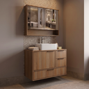Ver imagem 1 de Conjunto para Banheiro Modulado 801 com Cuba e Espelheira 80cm Prime Yescasa Marrom/Noce