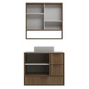 Ver imagem 3 de Conjunto para Banheiro Modulado 801 com Cuba e Espelheira 80cm Prime Yescasa Marrom/Noce