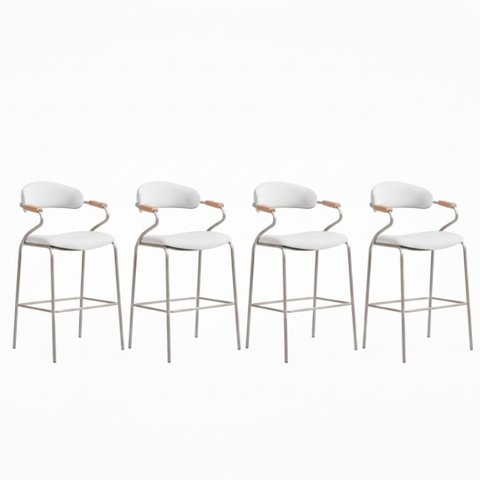 Kit 4 Banquetas Zyon Alta Cozinha,ilha ou Bancada Americana Fixa Metal- Tecido Cora 02