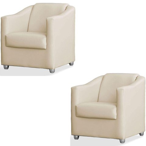 Kit 2 Poltronas Luiza Sintético Bege