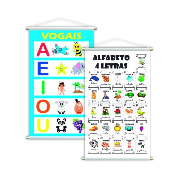 Banner Pedagógico Kit 3 und - Alfabeto 4 Tipos de Letras + Tabuada da  Multiplicação + Tabuada da Divisão