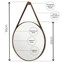 Ver imagem 2 de Espelho Decorativo Lavabo Organico Redondo 60cm + Suporte:Café