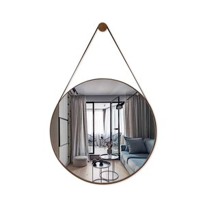 Espelho Decorativo Lavabo Organico Redondo 60cm + Suporte:Café