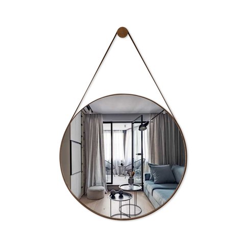 Espelho Decorativo Lavabo Organico Redondo 60cm + Suporte:Café