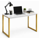 Ver imagem 1 de Escrivaninha Mesa Computador Estudo Office Aparador Pés Aço- Branco Dourado