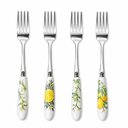 Ver imagem 4 de Garfo de Sobremesa Limone Kit 4 Peças Aço Inox e Porcelana Cabo Estampado Branco Verde e Amarelo