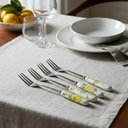 Ver imagem 5 de Garfo de Sobremesa Limone Kit 4 Peças Aço Inox e Porcelana Cabo Estampado Branco Verde e Amarelo