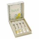 Ver imagem 1 de Garfo de Sobremesa Limone Kit 4 Peças Aço Inox e Porcelana Cabo Estampado Branco Verde e Amarelo