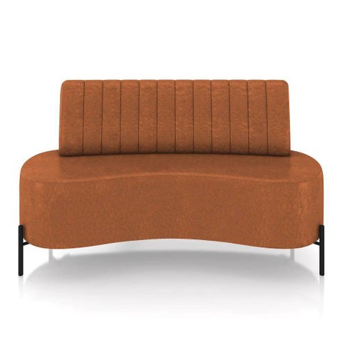 Sofá 2 Lugares Living 135cm Pé Ferro Pto Maraú Sintético Pu K01 - D\'rossi Cor Marrom