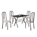 Ver imagem 2 de Conjunto de Mesa Tubular 100x60cm Tampo em Ardósia com 4 Cadeiras Lívia Prata/Botanic Bege/Mart