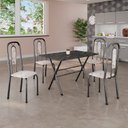 Ver imagem 1 de Conjunto de Mesa Tubular 100x60cm Tampo em Ardósia com 4 Cadeiras Lívia Prata/Botanic Bege/Mart