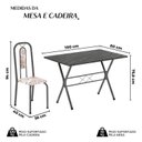 Ver imagem 3 de Conjunto de Mesa Tubular 100x60cm Tampo em Ardósia com 4 Cadeiras Lívia Prata/Botanic Bege/Mart