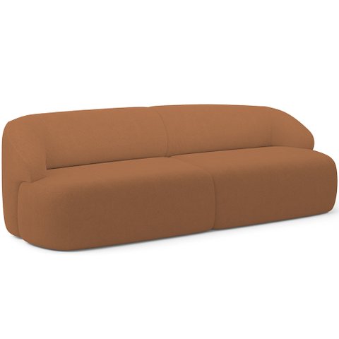 Sofá 3 Lugares Curvo Orgânico para Sala Living 220cm Barolo L06 Bouclê Terracota - Lyam Decor