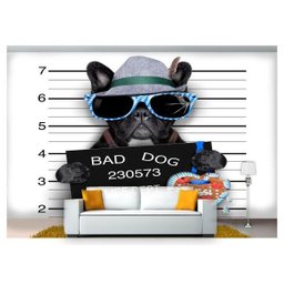 Papel De Parede Animais Bulldog Bad Dog 3D 6M² Anm146 - 1