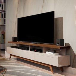 Rack Bancada para TVs Até 75 Polegadas Vivare Wood 1.8 - Giga Móveis - 1