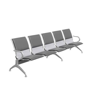 Cadeira Longarina Cromada 5 Lugares com Estofado