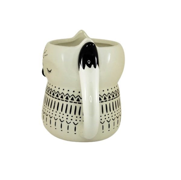 Caneca Vaso Enfeite Porcelana Raposa Cores 10,5x9cm:Branco - 4