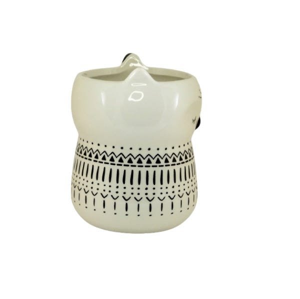 Caneca Vaso Enfeite Porcelana Raposa Cores 10,5x9cm:Branco - 2