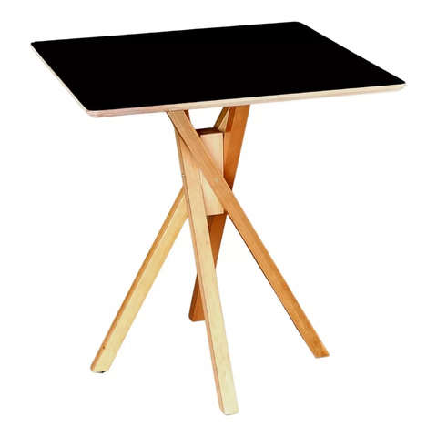 Mesa Quadrada de Madeira 90cm June na Cor Preta