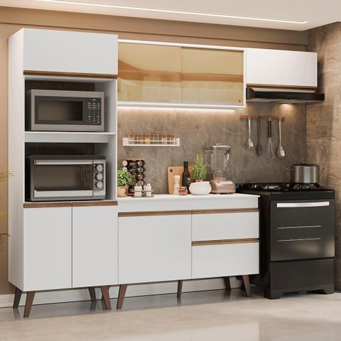 Cozinha Completa Pieta 8 Portas 1 Gaveta MDP 260cm Madesa