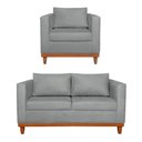 Ver imagem 1 de Kit Sofa 2 Lugares e Poltrona Europa Bouclé Cinza - Amarena Móveis