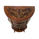 Ver imagem 4 de Mesa de Cabeceira Meia Lua Clássica Marchetada com 3 Gavetas 85x55x32cm