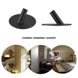 Kit C/ 2 Ganchos Cabide Parede Adesivo Redondo Inox Preto - 4