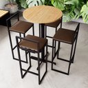 Ver imagem 1 de Conjunto Mesa Redonda Alta 4 Cadeiras Pequena Pinus Industrial Don Castro Decor Industrial