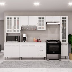 Cozinha Modulada Completa Fidelitá Viena 5 Peças 295cm 12 Portas 3 Gavetas com Tampo - 1