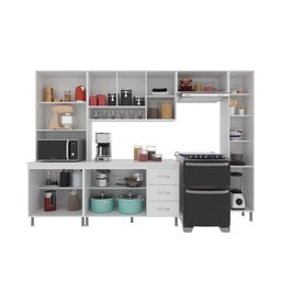 Cozinha Modulada Completa Fidelitá Viena 5 Peças 295cm 12 Portas 3 Gavetas com Tampo - 2