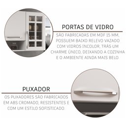 Cozinha Modulada Completa Fidelitá Viena 5 Peças 295cm 12 Portas 3 Gavetas com Tampo - 5