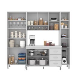 Cozinha Modulada Compacta Fidelitá Viena 4 Peças 225cm 11 Portas 3 Gavetas com Tampo - 2
